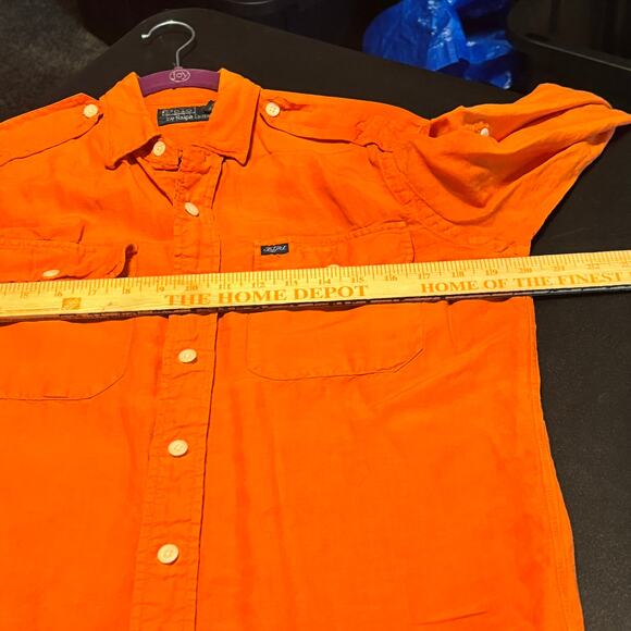 Polo Ralph Lauren Orange Linen Blend Shirt Mens Sz S Long Sleeve Utility Casual - Picture 9 of 9